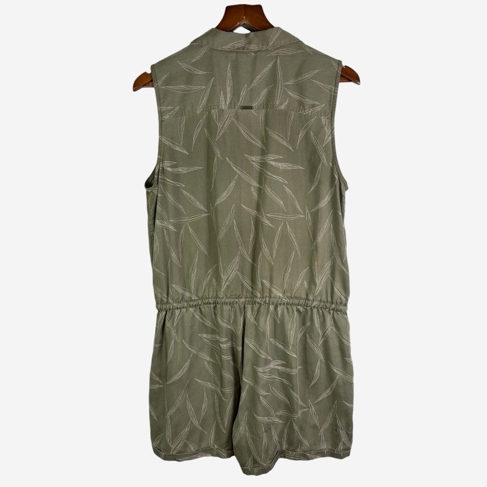 prAna Weekend Escape Romper Rye Green Leaves Print Tencel M One-Piece - Picture 6 of 12